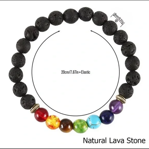 7 Healing Chakra Natural Stone Beaded Bracelet - Picture 2 of 9